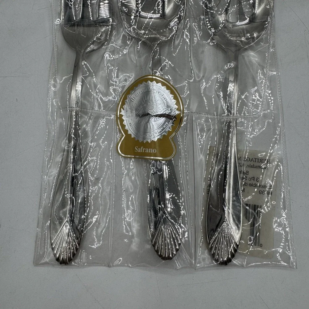 Heritage Mint Safrano GLOSSY 18/0 Stainless Serving Flatware Sets 11 Pieces